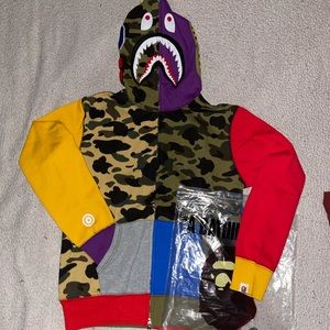NWT Bape 1st Camo Crazy Shark Full Zip Hoodie XL
